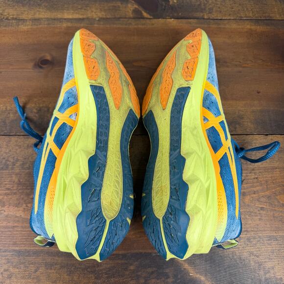 ASICS Novablast 2 Running Shoes Sneakers Deep Sea Teal Glow Yellow Men\'s 13